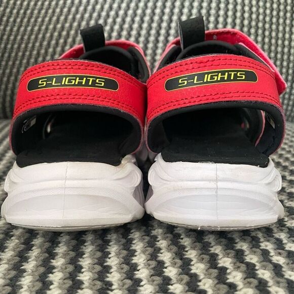 Skechers S-Lights: Thermo-Flash - Hydro-Flare red light up sandal kids size 2 - Picture 9 of 11
